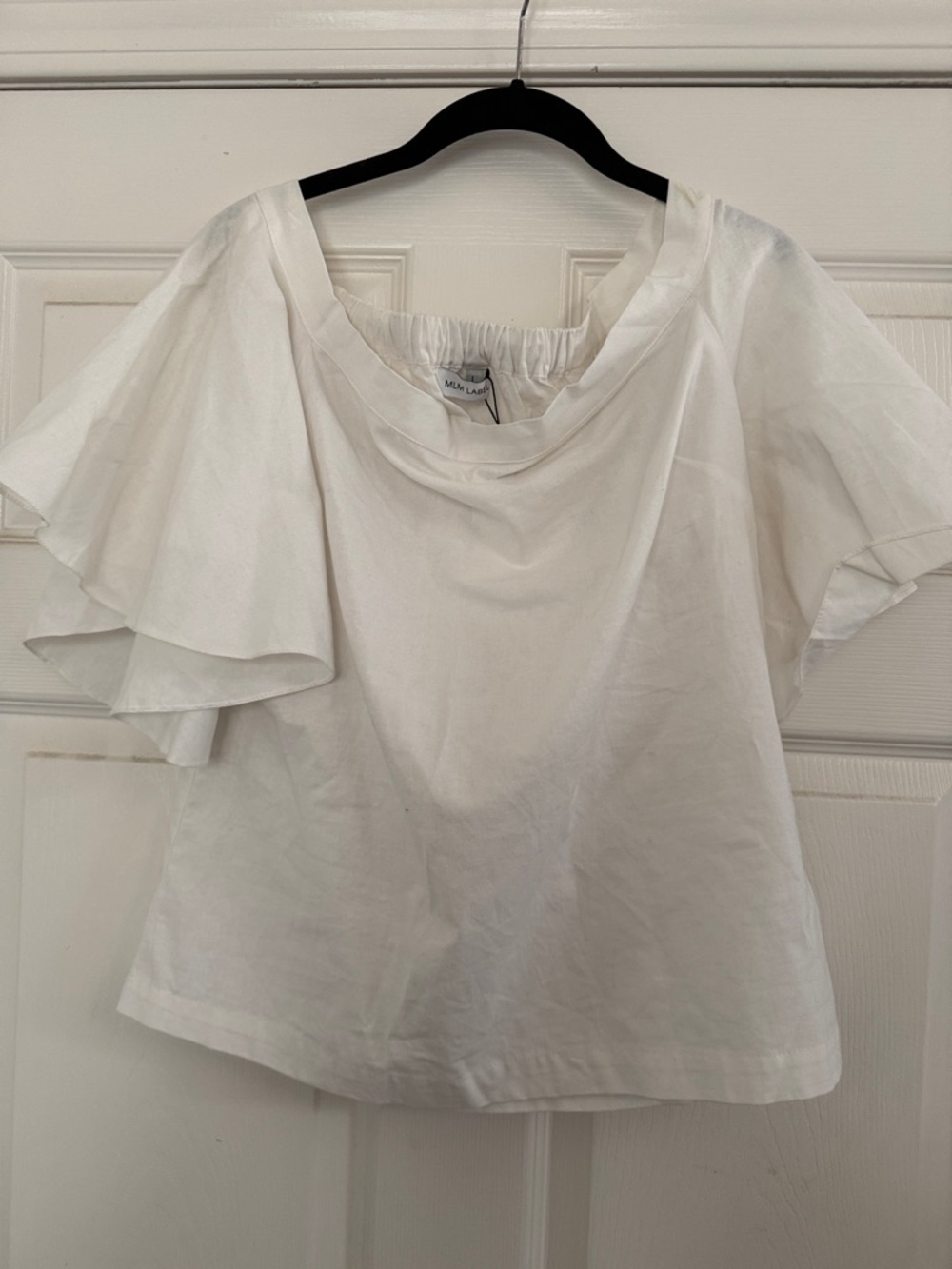 Misa Los Angeles White Flutter-Sleeve Cotton Blouse